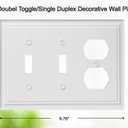 Double Toggle/Single Duplex Light Switch Cover Luca Metal Wall Plate, 2-Pack White 3 Gang, Light Switch Cover Outlet Cover Decorative Wallplate, Durable