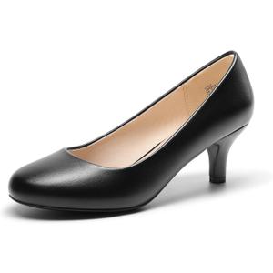 DREAM PAIRS Women's Dress Comfortable Low Heel Pump Shoes, Size 8.5, Black/ Pu, LUVLY