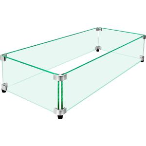 Fire Pit Wind Guard, 31" x 12" Square Tempered Glass Wind Shield for Firepit & Fire Table, Thick Glass and Easy Installation with Included Tools, Airflow Management for Stable Flame