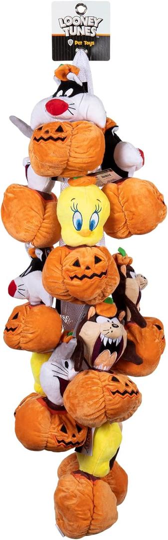 Looney Tunes for Pets Bugs Bunny, Tweety Bird, Tasmanian Devil, Sylvester Halloween Plush Dog Toy 12pc Clipstrip | 6 Inch Small Squeaky Dog Toys from Plush Dog Chew Toys, (FF16895)