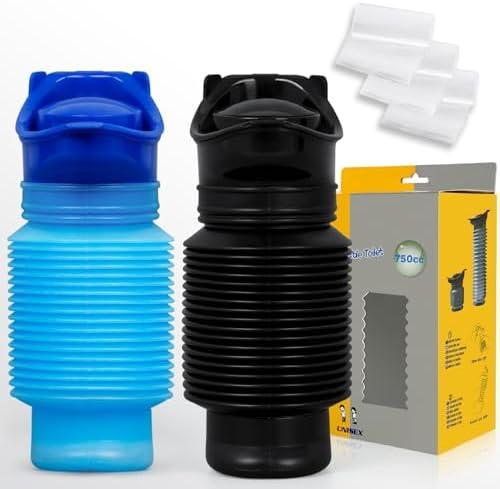 Pee Bottles For Men,Collapsible Urine Bottle With Disposable Replacement Bags,Car Pee Bottle For Men And Women,750ml,Leakproof,2-Piece Set Emergency Urinal For Road Trips,Traffic Jams And Camping