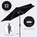 7.5FT Solar Umbrella Outdoor - Lighted Solar Patio Umbrella with 24 LED Lights Waterprool UV Protection, Table Umbrella with Tilt for Pool, Porch, Garden, Deck, Backyard (Black)
