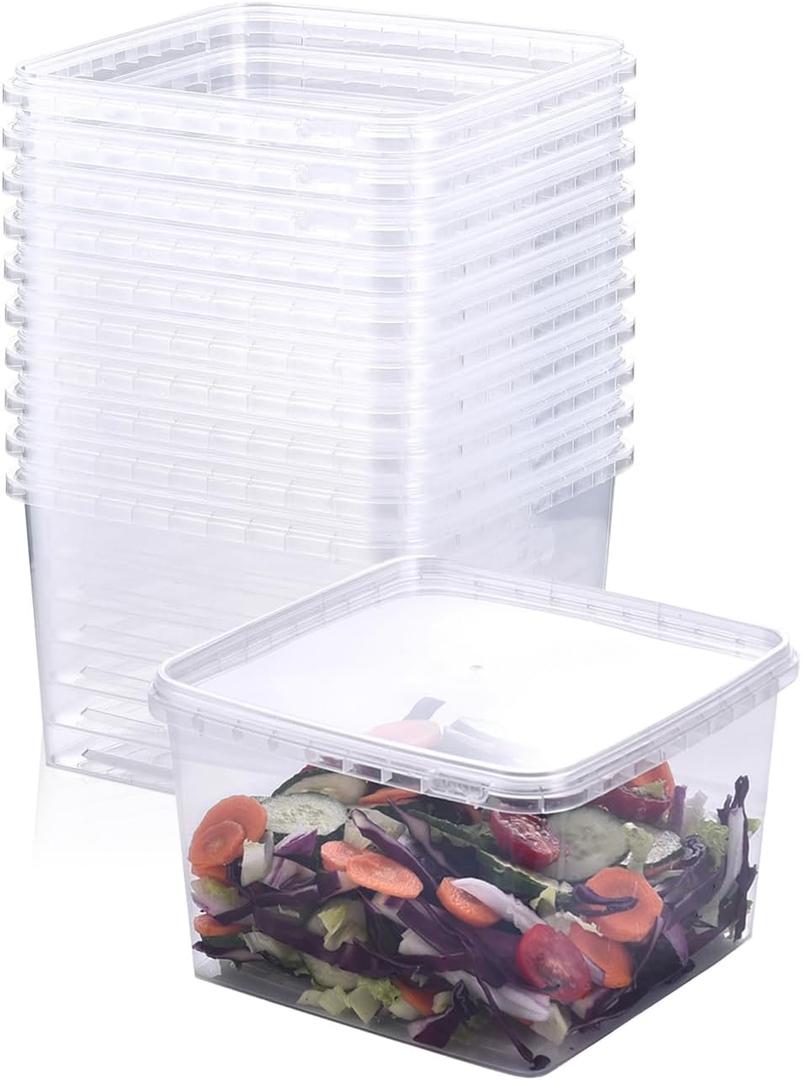 SHPii 88 oz. Square Clear Deli Containers with Lids, BPA-Free, Freezer and Microwave Safe Food Storage Containers, Reusable for Kitchen Storage, Meal Prep, Take-out, Restaurant Supplies.(10 packs)