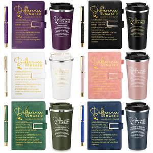 Pickmesh 18 Pcs Difference Maker Gift Journal Tumbler Set 17 oz A5, 6 Color