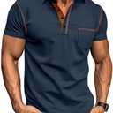 QOSOQ Men's Polo Shirts Short Sleeve Golf Polo T Shirt Lightweight Casual Button Down Shirts Summer Collared with Pocket XXL