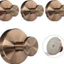Suction Cup Hooks for Shower - 4 Pack, Bronze - Stainless Steel, Strong Suction, No Drill, Removable Hanger, Tile Bathroom Kitchen Wall, Glass Door, Mirror Hook Hanging Robe, Towel Holder