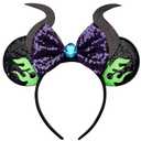 RAZKO Mouse Ears Headband, Sequin Maleficent Mouse Ears Hairband Mice ears Headband for Women Girls Hair Accessories (Flaming Maleficent)