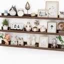 Heimlove 36 Inch Picture Ledge Shelf with Lip,Floating Shelves for Wall Set of 3,Long Wall Shelves in Varying Depths for Living Room,Bedroom,Nursery,Bookshelf - Walnut