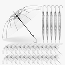 Reginary 30 Pieces Wedding Umbrellas Bulk Auto Open Stick Umbrellas with White European J Hook Handle Windproof Large Canopy Umbrella for Outdoor Wedding Bride Groom Photography Golf