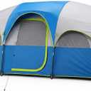 Simple Deluxe 8 Person Cabin Tents for Camping, Outdoor Tent 5-Minute Quick Setup with Mesh Doors, Windows, Waterproof & Sturdy Poles, Ideal for Family Camping, Hiking Outdoor Use, Blue, 8 Person