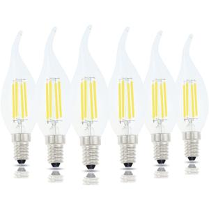 E14 LED Bulb European Base 4W LED Chandelier Light Bulbs Dimmable 40W Equivalent,Flame Tip Candelabra LED Bulbs,110V 6000K Daylight White,6 Pack