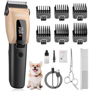 Gooad Dog Clippers for Grooming for Heavy Thick Coat, LED Light 2200mAh Dog Grooming Kit, Low Noise Hair Trimmer,Cordless Pet Hair Shaver with Stainless Steel Blade for Small and Large Dogs