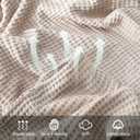 100% Cotton Waffle Blanket (Khaki - Full Size - 84 * 90''), Pre-Washed and Anti-Shrinkage Soft Lightweight Bed & Couch Blanket, 380 GSM Waffle Weave Throw Blanket for All Seasons