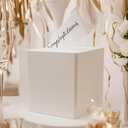 Adorox 10'x10' Money Box & Memory Cards Reception Centerpiece Elegant White Keepsake Gift Box for Weddings, Birthdays, Anniversaries White