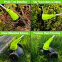 Electric Weed Wacker Cordless, 3-in-1 Wheeled Grass Trimmer with Height Adjustment, 2.0Ah Battery and 3 Types Blades for Yard, Lawn, Patio, Garden, Walkway, Fence & Branch Trimming, Green