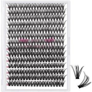 280 Pcs Individual Lashes 30D+40D Mixed Lash Clusters 14 Rows Cluster Lashes that Look Like Eyelash Extensions DIY Lash Extension Self Application At Home (30+40-D-12)