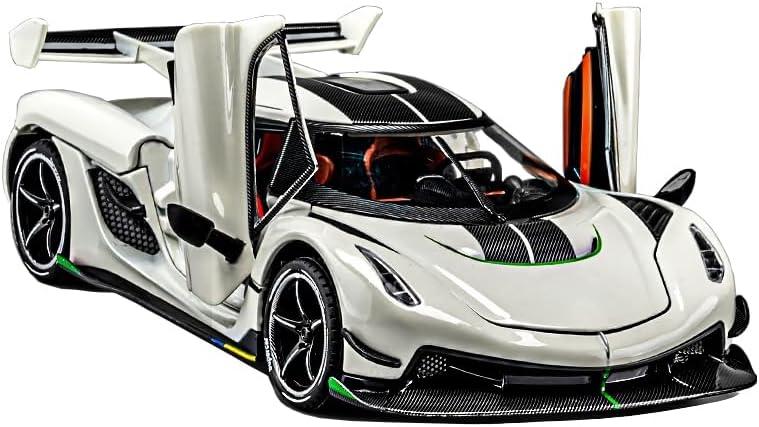Toy Cars Model Jesko 1/24 White Alloy Collectibles Die-cast Vehicles with Sound and Light