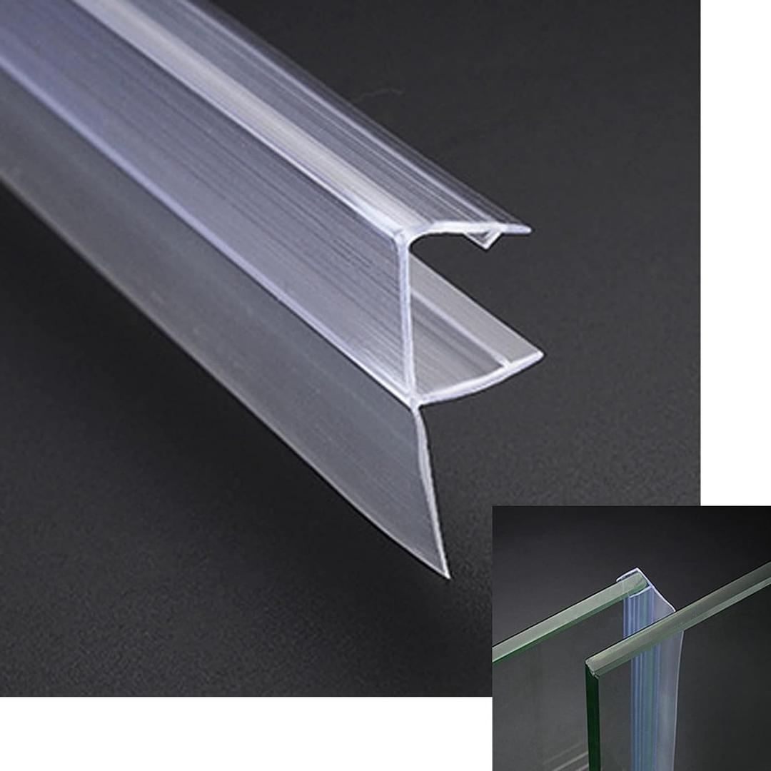 Frameless Shower Door Bottom Seal F-Type Door Sweep Stop Shower Leaking with Drip Rail for 1/4"(6mm) Glass,118"(3000mm) Length