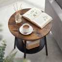 Small Round Side Table, End Tables Living Room, Rustic Brown, 16D x 16W x 22H in