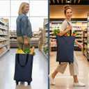Rolling Shopping Bag, Small Shopping Cart with Wheels,Collapsible Portable Waterproof Tote for Market & Grocery RunsGift for Women & Seniors(Blue)
