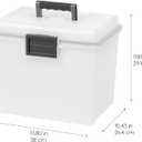 IRIS USA File Box WeatherPro Portable File Organizer Plastic File Box for Letter File w/ Organizer-Lid, Durable Lid and Seal w/ Secure Latching Buckles, Stackable and Nestable, Pearl 19 Qt. 1 Pack