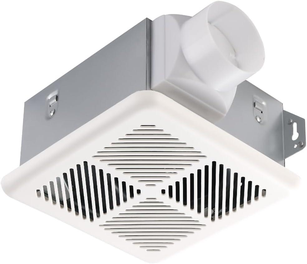 Bathroom Exhaust Fan 70CFM 1.5Sone, Quiet Bath Fan with 3inch duct for Bathroom Ceiling, Energy-Saving Household Ventilation,Ceiling or Wall Mounted, White Plastic Grille
