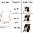 Gold 10x12 Floating Frame 2-Pack for Photo Sizes(7x9''8x10'',8.5x11''),Adjustable Tabletop/Shelf Floating Picture Frame 8x10'',Classy Gift Choice for Wedding,Christmas,Home or Office Decor