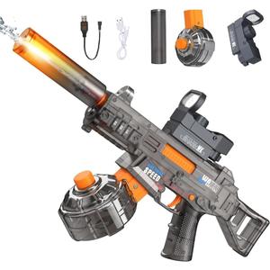 Electric Water Gun with Continuous Emission, Modern Design, Ages 3+, Black/Orange Electric Water Gun with Continuous Emission, Modern Design, Ages 3+, Black/Orange