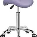 Kaleurrier Saddle Stool Rolling Swivel Height Adjustable with Wheels,Heavy Duty Saddle Chair, Ergonomic Stool Chair for Hair Salon Lab Clinic Dental Massage Home Office Kitchen (Purple, Without Back)