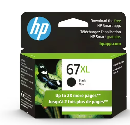 HP 67XL High Yield Black Original Ink Cartridge, ~240 pages, 3YM57AN#140