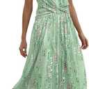 ETCYY Women's Summer Dresses Maxi Dress 2026 Sundresses Vacation Beach Dress Striped Twisted Front Long Dresses with Pockets,Dewdrop Green,X-Large
