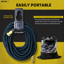 Kotto 100 ft Flexible Garden Hose, Water Hose for Outside with 10 Spray Nozzles, Brass Connector, Leak-Proof, Black