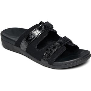 MEGNYA Women Comfortable Walking Sandals with Arch Support, Plantar Fasciitis Slides for Flat Feet Relieve, Orthopedic Sandals with Adjustable Straps (8, W1-black Snake)