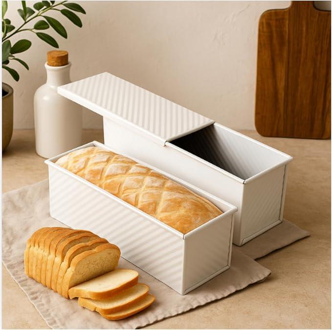 2-Pack 13x5 Pullman Loaf Pan with Lid, Nonstick, Sandwich Bread