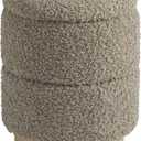 Get Set Style Round Ottoman with Storage, Modern Boucle Ottoman Upholstered Foot Stools with Wood Base, Vanity Stool Chair, Footrest Stool Extra Seat for Living Room Bedroom Entryway (Taupe), Onesize, 14.6"D x 14.6"W x 17.7"H