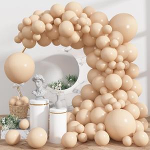 113 Pack Nude Balloons, Beige Apricot Balloon Garland Arch Kit 18/12/10/5 Inch, Neutral Cream Peach Latex Party Balloons, Blush Taupe Helium Balloons for Boho Birthday Wedding Baby Shower Decorations