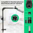 Webcam Stand Camera Desk Mount with Phone Holder & 5/8" Screw - 22" Flexible Projector Stand Gooseneck Desk Mic Stand for Logitech C922 C930e C920 C615 C960 Brio 4K, GoPro, Blue Yeti Snowball Ice