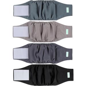 wegreeco Belly Bands for Male Dogs, (4 Pack) of Washable Male Dog Diapers, Super Absorbent Dog Belly Band (Green, Brown, Black, Grey, X-Small) (X-Small (9" to 11"))