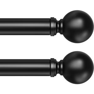 Hei!Dear 2 Pack Black Curtain Rods for window 20 to 40 Inches(1.67-3.33 Feet), Adjustable 5/8 inch, HeavyDuty Decorative Drapery Rods,Small Window Rods Set,Size: 18"-45",Matte Black