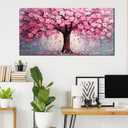 Pink Wall Art Large Tree of Life Wall Art for Living Room Bedroom Office Bathroom Modern Framed Canvas Prints Pink and Grey Picture Size 30x60