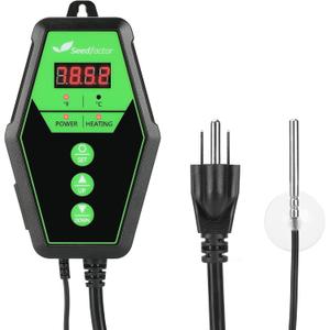 Seedfactor Digital Heat Mat Thermostat Controller for Seed Germination, Reptiles and Brewing Breeding Incubation Greenhouse, 40-108F, 8.3A 1000W FCC-Certified, UL-Listed