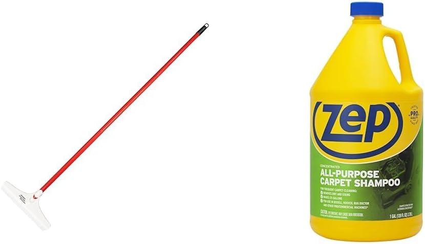 ROBERTS 70-127-3 Carpet Rake & Groomer, 18.25 x 5.75 x 2.5 inches & Zep All-Purpose Carpet Shampoo Concentrate Cleaner - 1 Gallon - ZUCEC128 - Professional Formula Removes Dirt and Stains