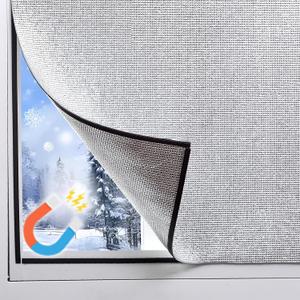 Magnetic Window Insulation Kit Suitable for Winter and Summer,Magnetic Strip and Heat Reflective Aluminum Film Kit Suitable for Home Window,RV Window,Self Adhesive Easy to Install(24"x36"(61x92cm))