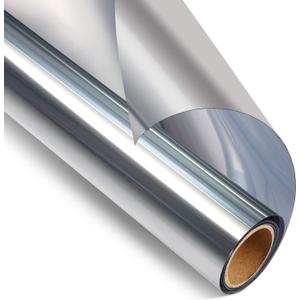 STATINT Window Tinting Film Daytime Privacy for Home Office Heat Reducing Anti UV Privacy Cling Reflective Static Cling Removable, Silver, 35.4 Inch X 8.2 Feet