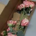 Pink Peonies Artificial Flowers 2 Bouquets Vintage Fake Peonies 14pcs Heads Silk Flowers with Stems for Wedding Decoration Bride Bouquet Faux Flowers Crafts Floral Arrangement (Pink)