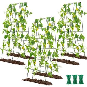 48" Hx 18" L Cucumber Trellis for Garden A Frame Plant Support for Raised Bed, Outdoor Indoor Plant Garden Trellis for Climbing Plants (3 Packs)