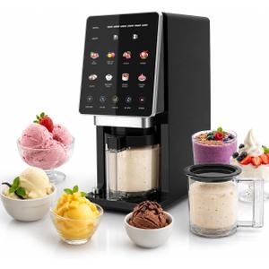 10-in-1 Ice Cream Maker, 1 x 20 oz Container with Lid, TOP and FULL Modes, Mix-In and Re-Spin, for Gelato, Sorbet, Slushies, Frozen Yogurt, Smoothie Bowls and Frozen Drinks, Black
