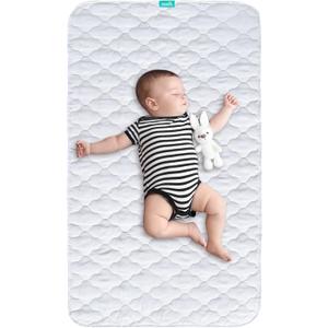 Waterproof Crib Mattress Protector Pad 28" x 52",Non-Slip & Absorbent Mattress Pad for Baby Standard Crib/Bed, Quilted Machine Washable White