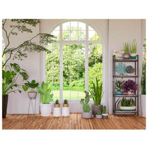 YYNXSY 7x5FT Spring Window Scenery Photography Backdrop White Windowsill Floral Green Forest Natural Photocall Background Party Banner Wall Decor Newborn Baby Kids Family Photo Shoot YY-1011