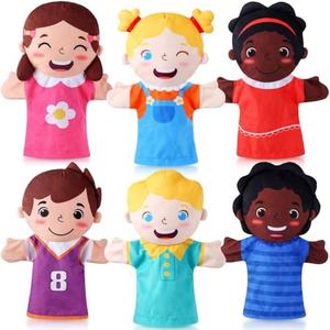 6 Pcs Role Play Hand Puppets Multicultural Entrepreneur Plush Toys Role-Play Toy Puppets for Kids Storytelling Imaginative Pretend Play Teaching Preschool(Multiculturalism)